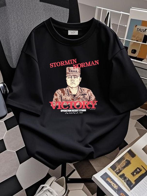 Vintage 1991 Stormin' Nor Schwarzkopf Military USA T Shirt Victory Screen A11 Designer Clothes Summer Graphic Unisex Fashion Stylish Breathable_viptrois.com