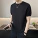 Summer New Solid Color Simple Style Mesh Short T-Shirt Men's Trendy Versatile Ice Silk Knitted Half Sleeve Base Shirt_viptrois.com