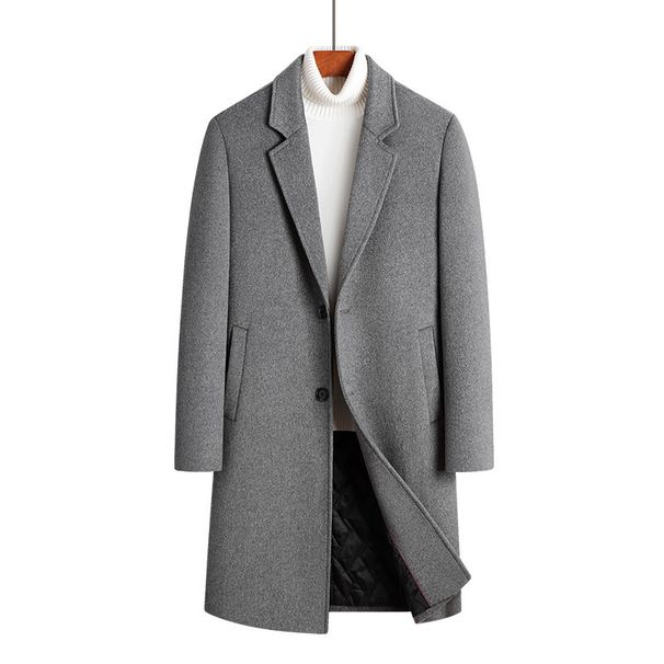 Men's Clothing Medium Length Wool Coat, Suit Collar, Casual Woolen Coat, Men's Jacket, Large Size, Cotton And Thickened Coat_viptrois.com