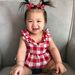 Kid's Clothing Children's Clothing Hot Selling Plaid Top + Denim Shorts + Headdress Three Piece Set_viptrois.com
