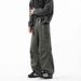 Army Green Pleated Paratrooper Pants Men's Spring American High Street Washed Overalls Retro Loose Logging Casual Pants_viptrois.com