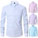 Men's Clothing Spring And Summer New Shirt Men's Iron Free Long Sleeved Shirt Hot Selling Solid Color Striped Inch Shirt_viptrois.com