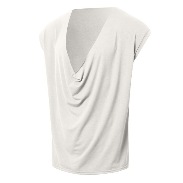 Men's Clothing Solid Color Sleeveless Sports V Neck Bottoming Shirt Wide Shoulder Solid Color Swing Collar Vest_viptrois.com