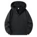 Men's Fleece-Lined Hooded Sweatshirt - Half-Zip Pullover With Stand Collar Oversized Casual Streetwear For Spring & Fall Black/Deep Blue/Charcoal Grey_viptrois.com