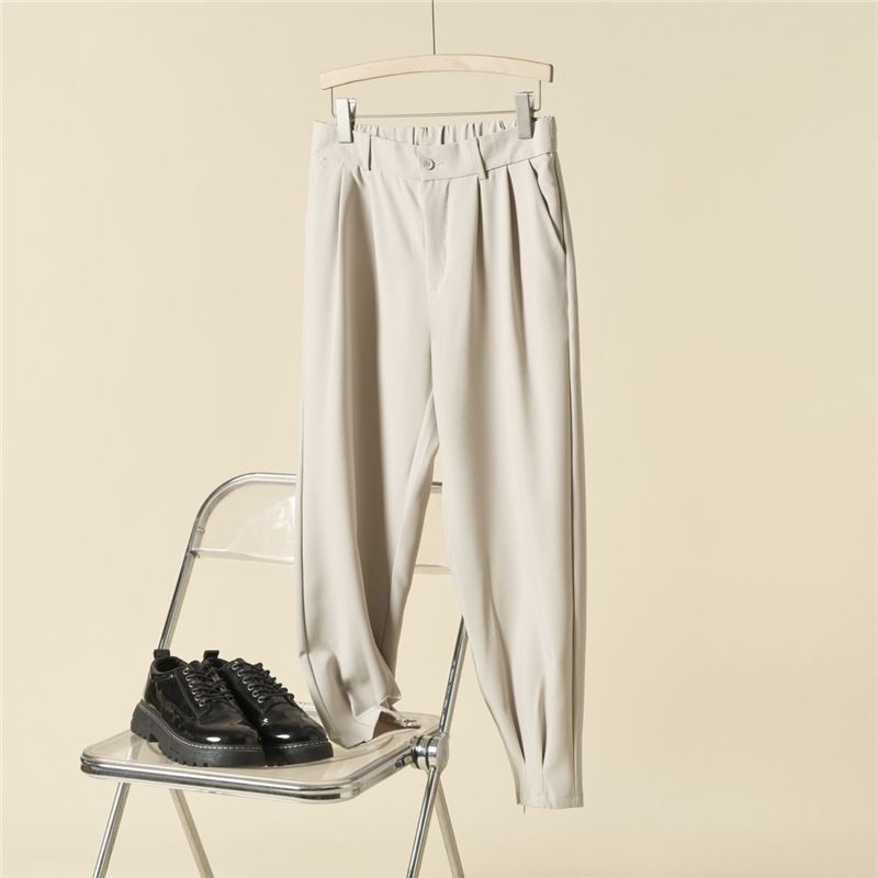 Men's Loose Fit Casual Pants Lightweight High Waisted Straight Leg Trousers With Comfortable Drop Crotch & Flowy Hem_viptrois.com