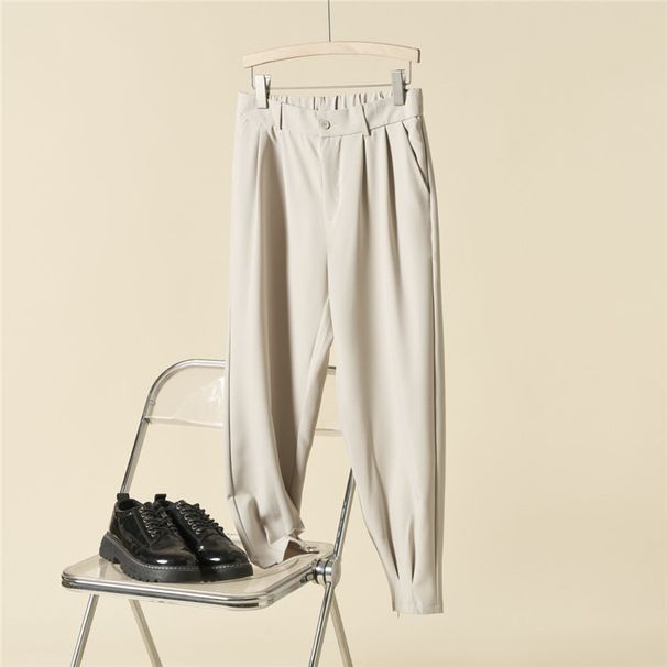 Men's Loose Fit Casual Pants Lightweight High Waisted Straight Leg Trousers With Comfortable Drop Crotch & Flowy Hem_viptrois.com