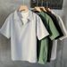 Men's Clothing Mature Style Ice Silk Short Sleeved Polo Shirt Men's Summer Trendy Casual Mid Sleeve T Shirt Trendy Men's Half Sleeved Tops_viptrois.com