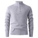 Pure Foreign Trade Cross-Border New Men's Knitted Solid Color Simple Stand Collar Half-Zip Casual Base Shirt Sweater_viptrois.com