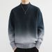 Men's Ombre Knit Sweater - Semi-Turtle Neck, Loose Fit, Stretch Polyester Blend (Army Green/Blue Gray/Beige/Dark Green/China Red)_viptrois.com