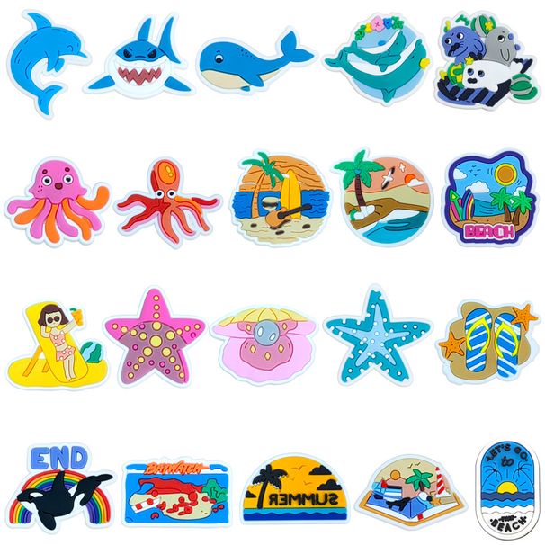 20 Sets Of Summer Style Shoes Flower Shoe Buckle PVC Accessories Sandals Decorative Buckle I-button Shoe Accessories_viptrois.com