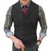 Men's Slim Fit Single-Breasted Waistcoat - Herringbone Pattern Business Vest For Groom & Office Wear, Breathable Polyblend Fabric_viptrois.com