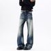 American Retro High Waisted Wide Leg Denim Men's Summer Hot Girls High Street Design Loose Drape Straight Leg Floor Length Pants_viptrois.com