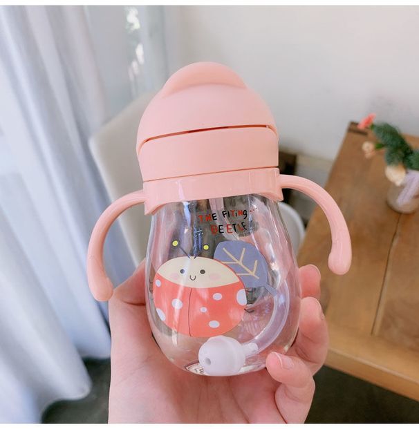 350ml Baby Bottles Drinking Cup Feeding Bottle With Straw Gravity Ball Wide-Caliber Kids Drinking Milk Water Dual-Use Bottle_viptrois.com