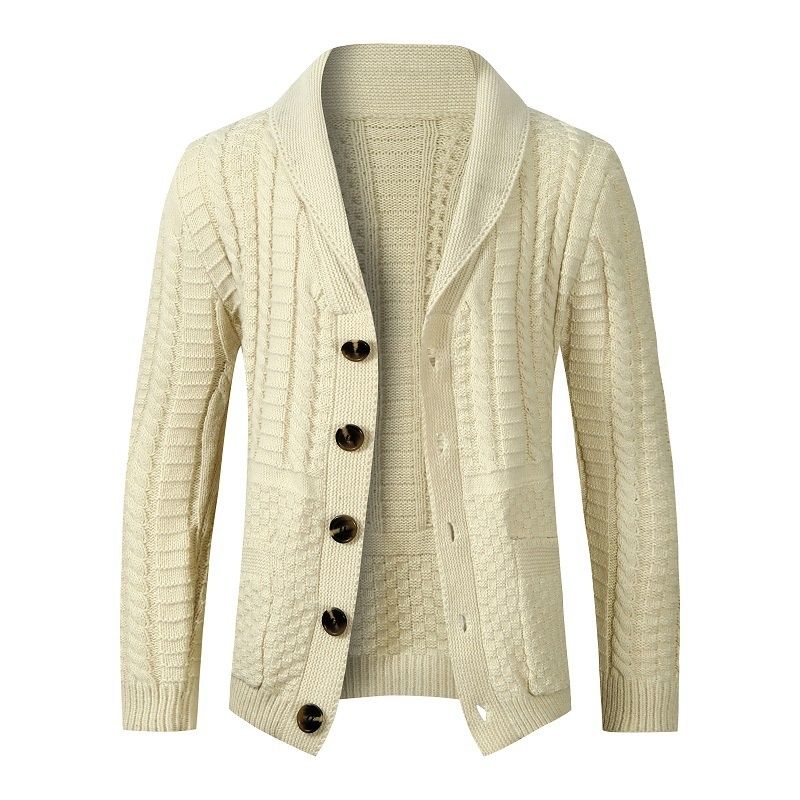 Pure Foreign Trade Cross-Border Autumn Winter Coat European Size Men's New Cardigan Twisted Long Sleeve Top Thickened Knitted_viptrois.com