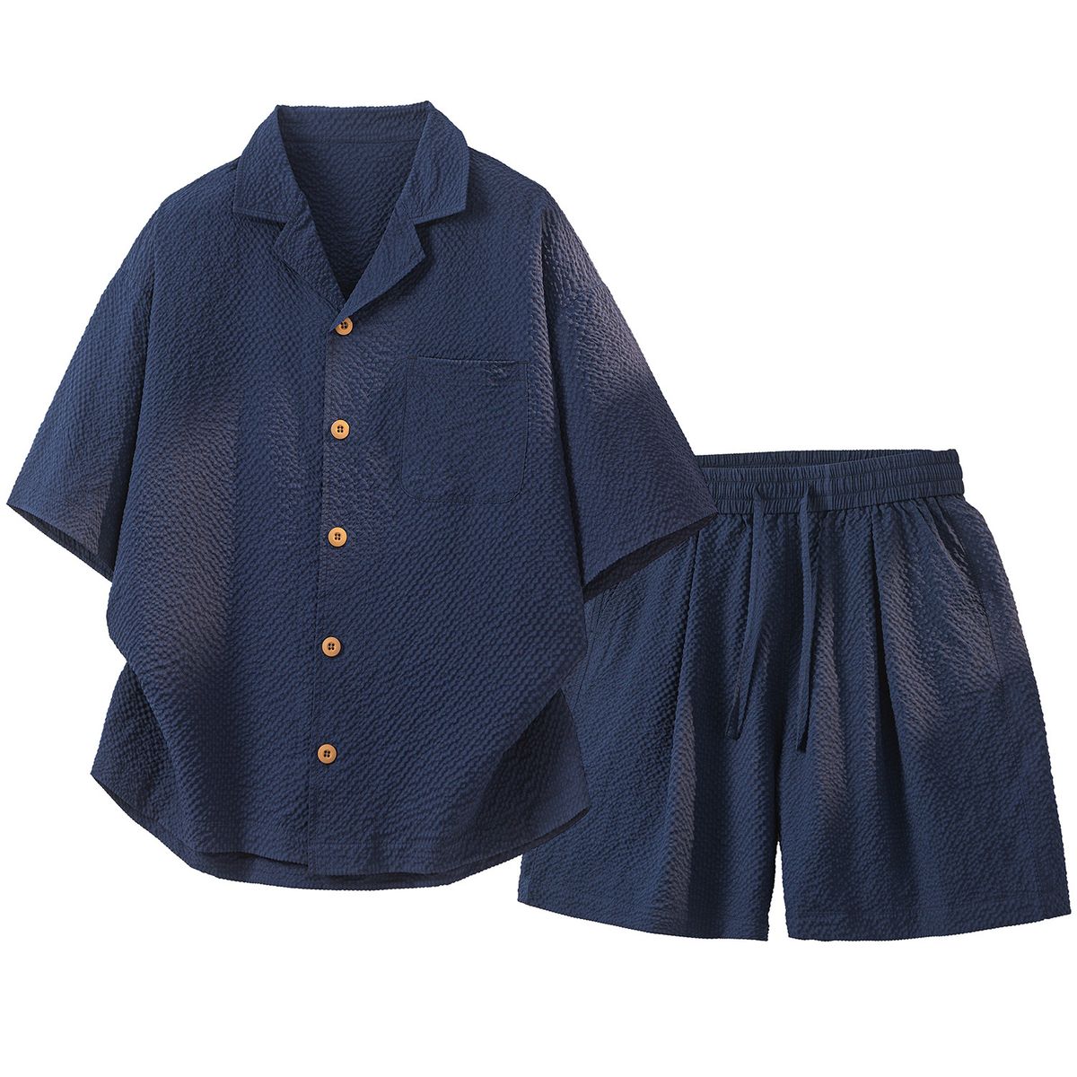 Summer New Style Men's Loose Casual Short Sleeve Shirt And Five Point Pants Set Sports Two Piece Set_viptrois.com