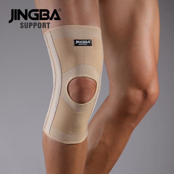 JINGBA Supportive Knee Brace With Spring Support For Running, Hiking, Basketball & Sports - Lightweight & Breathable For Men & Women (Khaki, M/L/XL)_viptrois.com