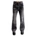 Men's Clothing Cleanfit Distressed Retro Gradient Washed Color Straight Leg High Black And Gray Jeans_viptrois.com