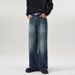 Men's Clothing High Street Washed Old Fashion Jeans Mopping Style Cleanfit Loose Straight Pants_viptrois.com