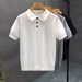 Men's Summer Breathable Hollow out Collar Short Sleeve Polo Shirt Solid Color High End Knitwear for Commuting And Casual Wear_viptrois.com