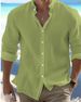 Men's Clothing Linen Button Down Shirt Beach Shirt Long Sleeved Plain Stand Up Collar Casual Shirts_viptrois.com