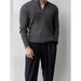 Monochrome Man- Spring And Autumn New Henry Collar Long Sleeve Knitted Sweater Men's Light Mature Slim Fit British Business Foreign_viptrois.com