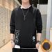Men's Casual Fake Two-piece Sweater, Youth Crew Neck Long-sleeved T-shirt Men's Top_viptrois.com