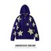Men's Clothing Star Design Knitted Long Sleeved Hooded Sweater Knitted Cardigan Coat Stars Print Hooded Knit Cardigan - Unisex Oversized Sweater_viptrois.com