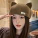 Cute Playful Ear Cat Personality Trend Beret Korean Version Casual Versatile Round Top Large Head Circumference Slimming_viptrois.com