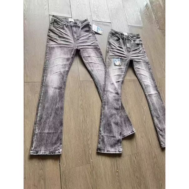 Men's Distressed Washed Utility Jeans – Streetwear Straight-Leg Denim Pants With Slight Flare (S-3XL, Grey)_viptrois.com