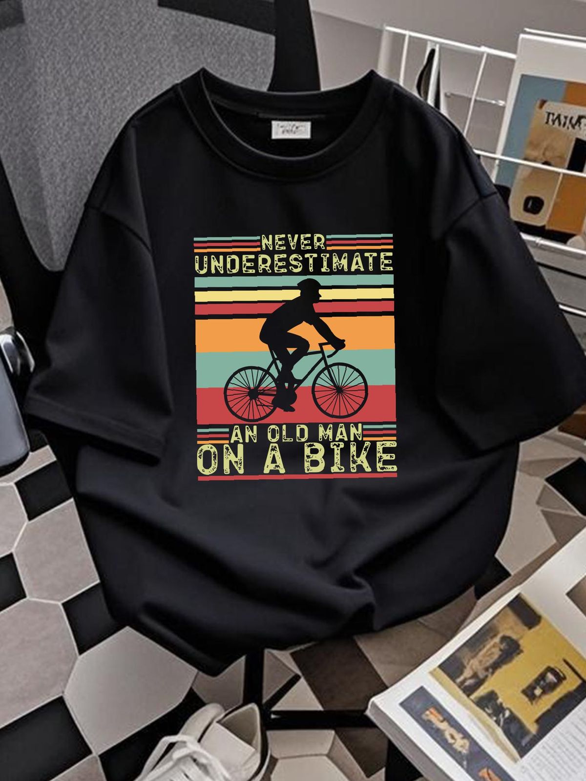 Never Underestimate An Old Man On A Bike Shirt, Cycling Tshirt For Men, Cycling Dad Gift, Cycling Grandpa, Father's Day Gift, Gi Soft Summer_viptrois.com