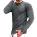 2025 Autumn And Winter Slim Fit Plaid Hoodie Men's Round Neck Pullover Solid Color Casual Sports Knit Sweater_viptrois.com