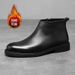European Warm Series Wide Last Toe Side Chain Denim Style Trendy Men's Martin Boots Mid-Calf Warm Non-Slip Rubber Sole Single Cotton Shoes_viptrois.com