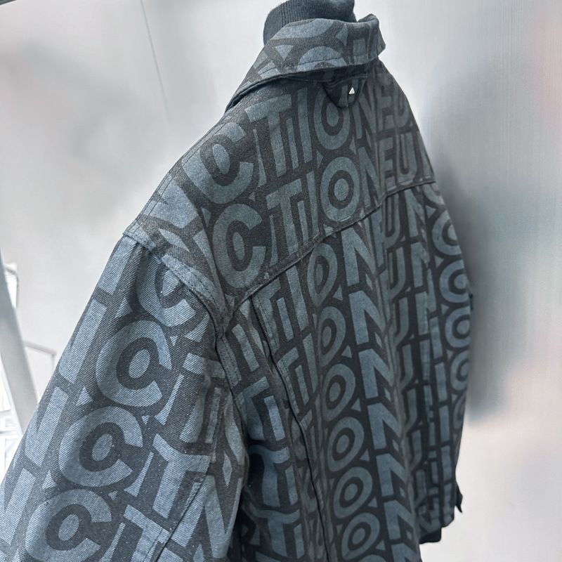 Men's Clothing Men's autumn lapel denim jacket long sleeve letter full print jacket fashion business denim jacket GFX1E800_viptrois.com