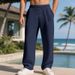 Cross-border American Heavy Autumn And Winter Men's Loose Straight Jacquard Small Square Casual Simple Commuting Wide-leg Trousers Men_viptrois.com