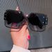 One Piece Fashionable Square Sunglasses For Women Thick Leg One Piece Personality Versatile Diamond Studded Sunglasses_viptrois.com