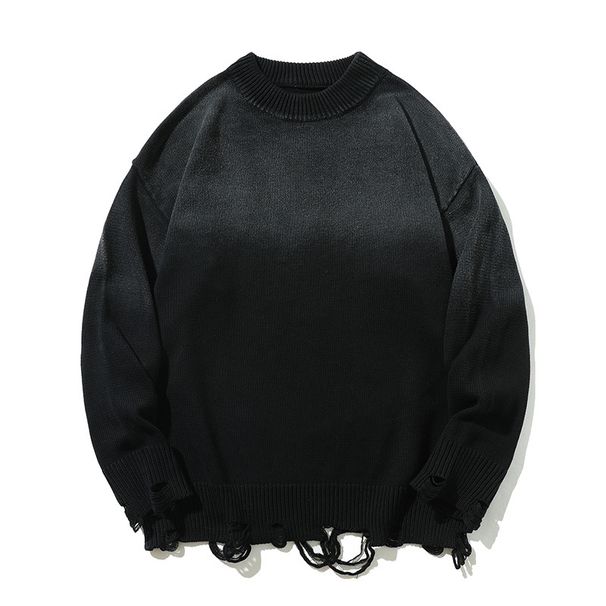 Men's & Women's Oversized Streetwear Gradient Sweater - Vintage Hip Hop Knit Pullover, Casual Loose Fit, Round Neck Long Sleeve_viptrois.com