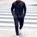 Men's Twill Henley & Lounge Pants Set - 100% Polyester Casual Two-Piece (7 Colors, S-XXXL)_viptrois.com