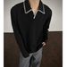 Wheat Pattern Lapel Polo Shirt Long Sleeved T Shirt Men And Women Autumn And Winter Clean Fit Loose Casual Tops_viptrois.com