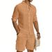 Men's Clothing Men's Style Linen Suit Casual Loose Breathable Long Sleeved Shirt Workwear Beach Shorts Set For Formal & Casual_viptrois.com