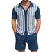 Men's Clothing American Style Jacquard Knitwear Set Summer Casual Short Sleeve Polo Shirt And Shorts Two-Piece Clothing_viptrois.com