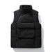Men’s Quilted Vest – Stand Collar Fleece-Lined Sleeveless Jacket With Utility Pockets | Slim Fit Streetwear Layering Piece (M-4XL In Black/Grey)_viptrois.com