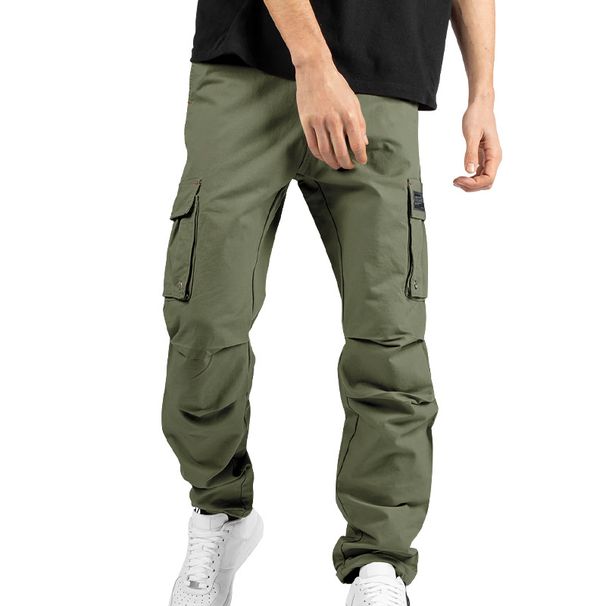 Men's Clothing Spring Autumn Men's Casual Loose Cuff Trousers Multi Pocket Solid Color Workwear For Formal & Casual_viptrois.com