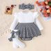 Mother & Kids Baby Girl Suit Flying Sleeves Long Sleeves Romper Pants Skirt Socks Headdress Three Piece Set_viptrois.com