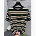 Men's Clothing Summer New Short Sleeved T Shirt Youth Trend Striped Ice Silk Half Sleeved Top Round Neck Thin Polo Shirt T Shirt_viptrois.com