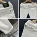 Men's Clothing High End White Pants Simple Summer Trendy Business Cotton Skinny Jeans Slim Nine Point Pants_viptrois.com