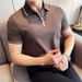 Men's Half Zip Short-Sleeved Polo Shirt Color-Block Ice Silk Stretch Casual Thin Top Recommended by Douyin And Xiaohongshu_viptrois.com