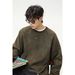 Nordmann Heavyweight Crew Neck Sweatshirt For Men, Autumn New Style, Textured Embroidery, Suede, Trendy Brand, Raglan Sleeve_viptrois.com