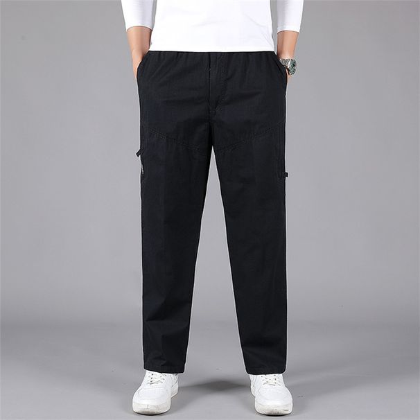 100kg Pure Cotton Comfortable Sports Sweatpants Spring Autumn Thin Drawstring Elastic Waist Loose Men's Long Pants Dad_viptrois.com