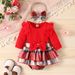 Children's clothing baby girl sweet long sleeve bow plaid bag farts skirt autumn and winter baby and child suit_viptrois.com
