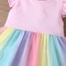 Mother Kids Summer Flying Sleeve Girls Mesh Rainbow Dress_viptrois.com